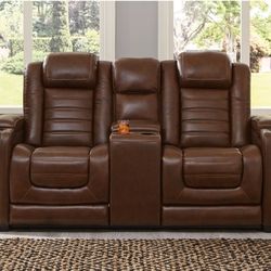 Genuine Leather Power Recliner With Massage And Heat