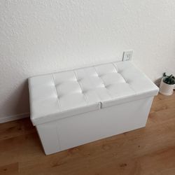 White Storage Ottoman