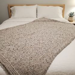 Tan Threshold Throw Blanket Neutral-colored Chunky Knit Thick Textured Acrylic