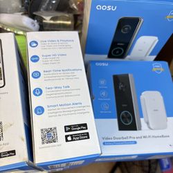 AOSU Video Doorbell Pro WiFi Home Base Battery Powered 2k Hd Video Works With Google