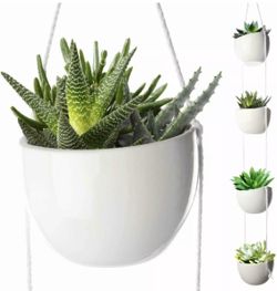 🌱 BRAND NEW 4 Tier Plant Hanging Holder White Ceramic Planters for Wall Ceiling Decorative