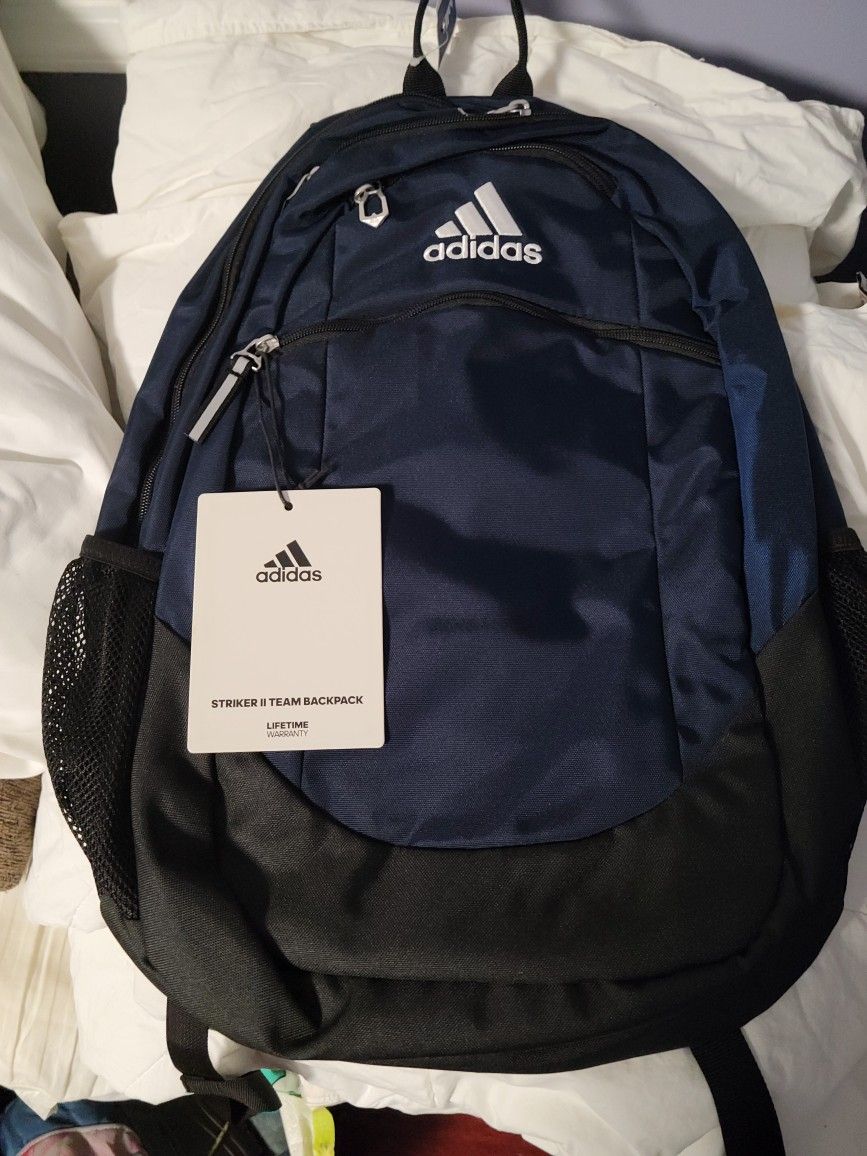 New Adidas Strike II Team Backpack Black 19" School Laptop Bag Large ,brand New