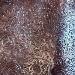 Tooled Look Pleather   Chocolate Brown  Fabric 