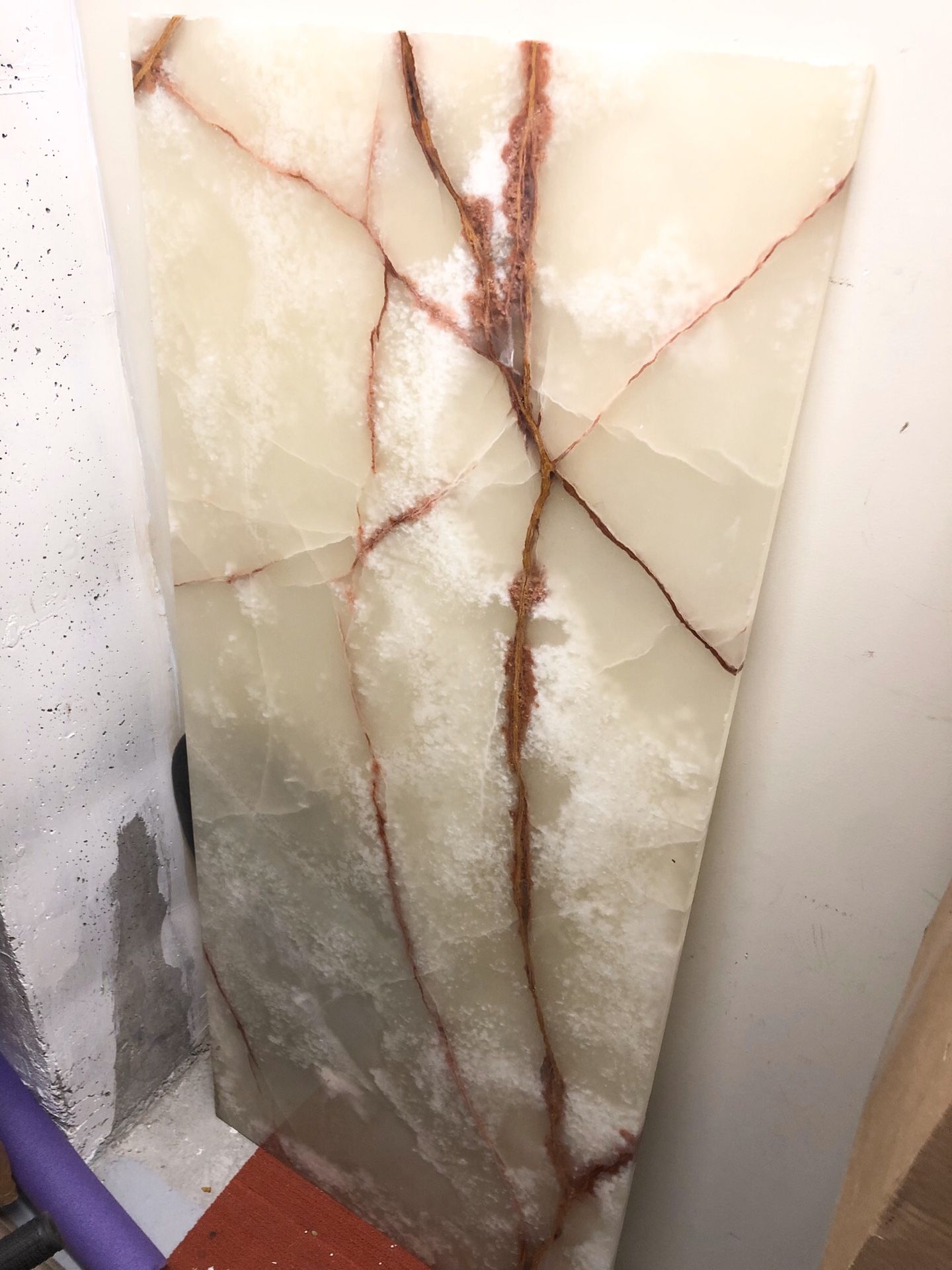 2’ x 5’ High Grade Red Vein Onyx Slab (For Tabletop or Vanity Top)