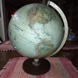 1960s Vintage 12" Blue Replogle Imperial Terrestrial World Book Globe

