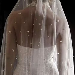 Ivory Pearl Wedding Veil – 120 cm (Bridal Veil)