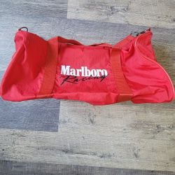 Marlboro Racing Team Vtg Red Duffle Gym Travel Sport Bag Handles Tote 20"