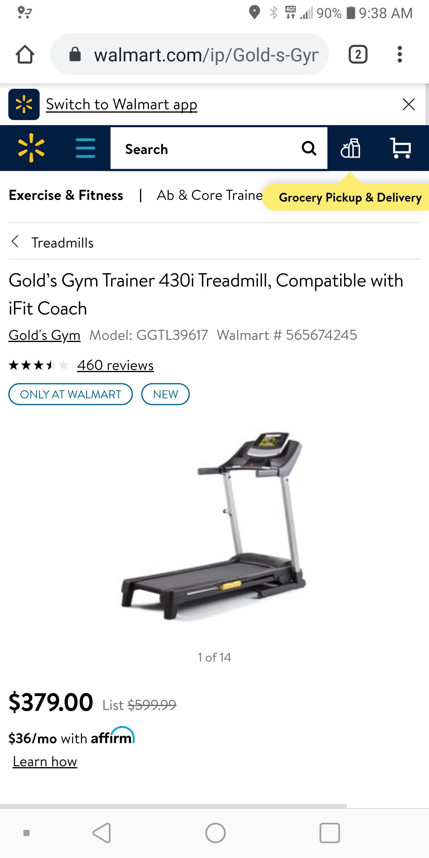 Gold's gym treadmill barely used