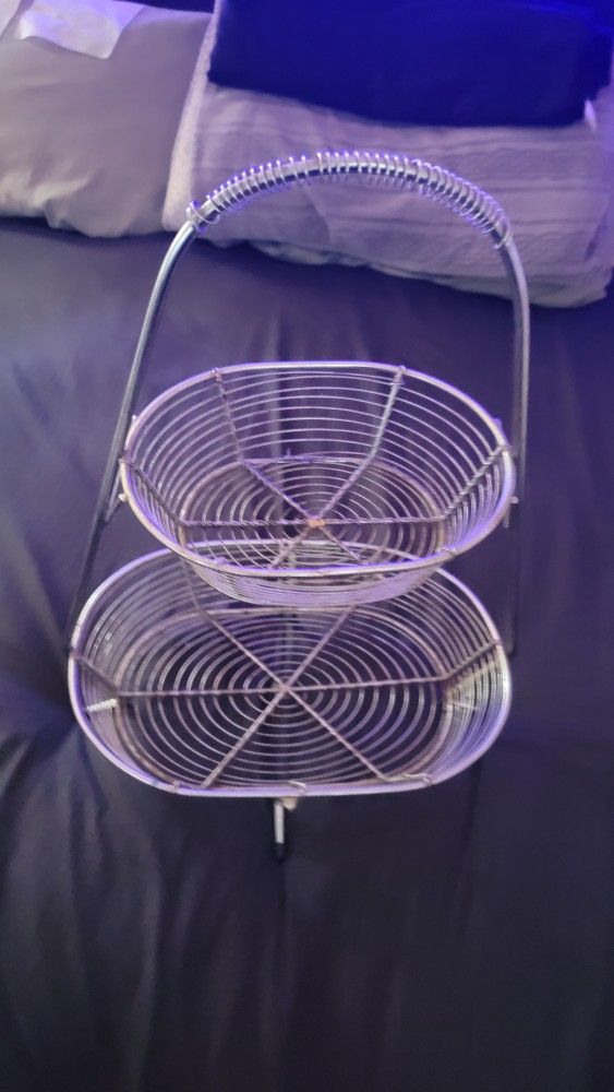 2 Tiered Metal Basket 18x13x9
