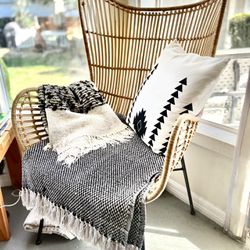 Rattan Wicker Woven Wingback Armchair Accent Chair Butterfly Chair
