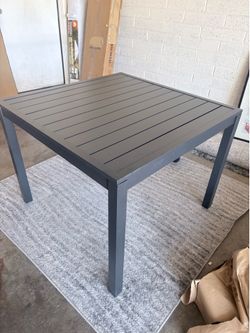 38" Aluminum Slat Square Outdoor Dining Table
