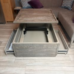 Lift Top Coffee Table With 2 Hidden Drawers 