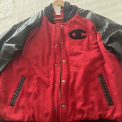 Vintage Men’s Champion Varsity Jacket Leather Sleeves 2XL