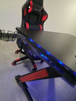Black Gaming Desk with RGB LED Lighting Gaming Chair included