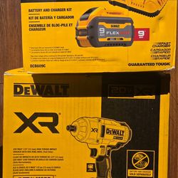 Dewalt high torque impact wrench with 9.0 flexvolt battery and fast charger
