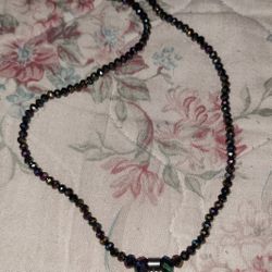 Shiny Beaded Butterfly Charm Necklace 