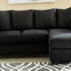 Black Apartment Size Sectional with Reversible Chaise