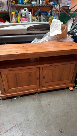 Solid Wood TV Stand with Cabinet Storage