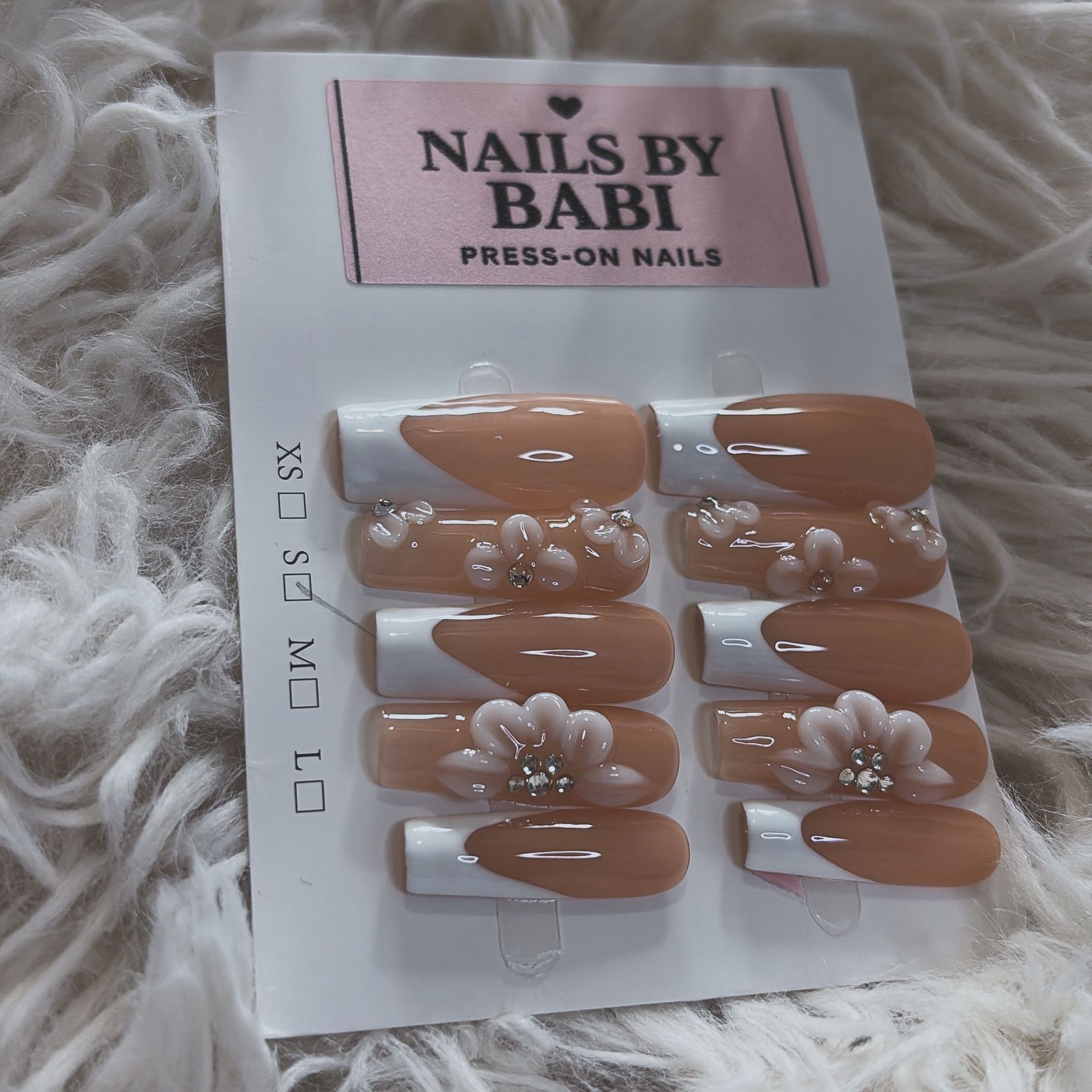 Long French Tip With Flowers