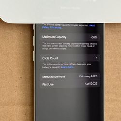 Apple iPhone 16 Pro 128 GB White Titanium (Unlocked) 100% Battery OPEN BOX Esim 1 Charge Cycle
