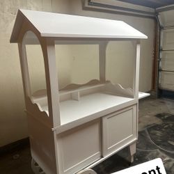 Candy cart stand wooden for party decoration With Wheels White Cake