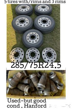Hanford used  tires rims  for big rig trailer-tires are used, but they can still be used -  $900