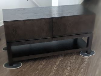 Tv Stand Media Console Dark Brown Black Wood 46"