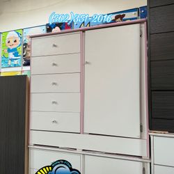 White With Pink Wardrobe Closet Ropero Armoire Nuevo New 