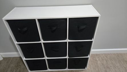 White Storage Organizer with 9 Black Cubes