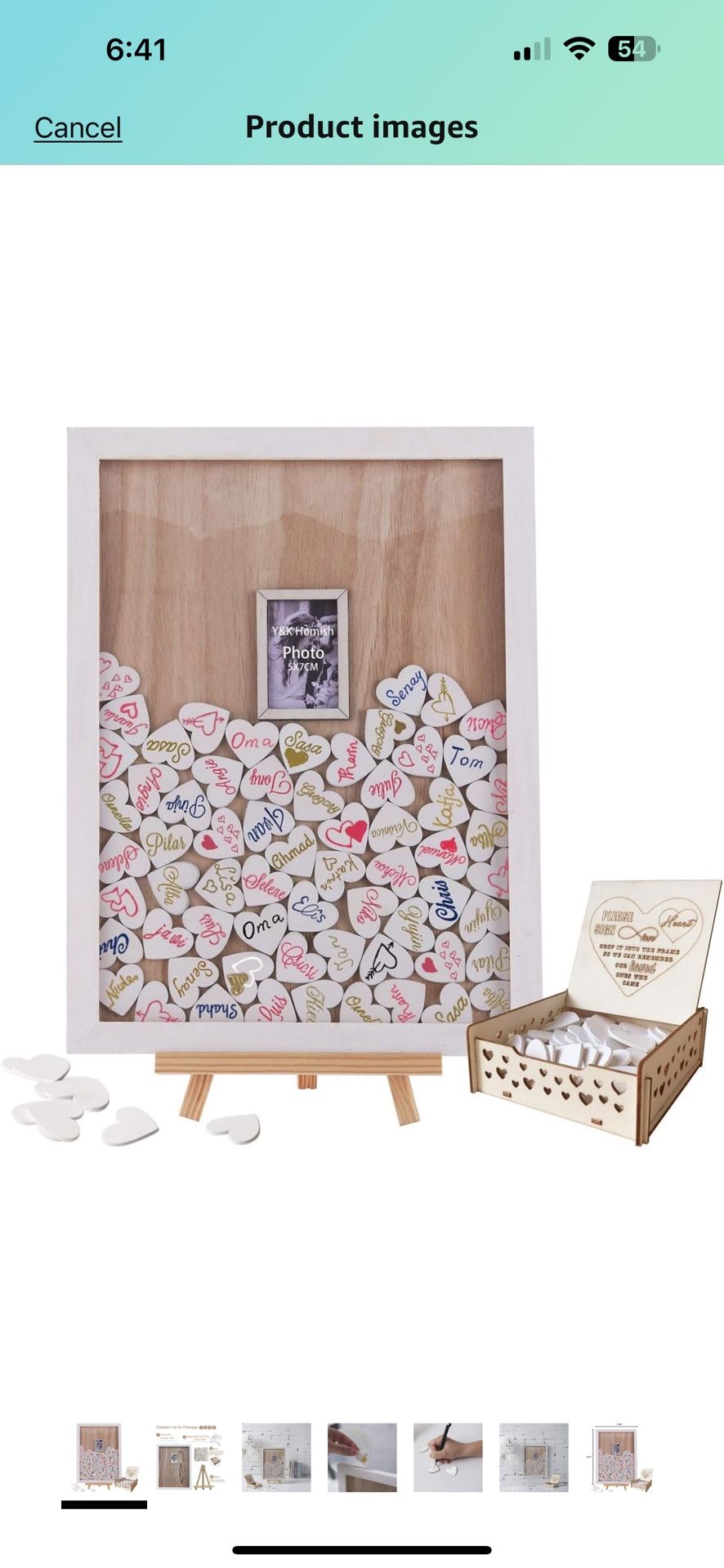 Wedding Guest Book Alternative, Black Wooden Wedding Frame Guest Book Drop Box with Stand, Wedding Signs Guest Book and 80 Wooden Heart for Wedding Re