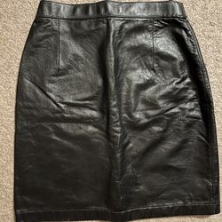 Genuine Leather Black Skirt 