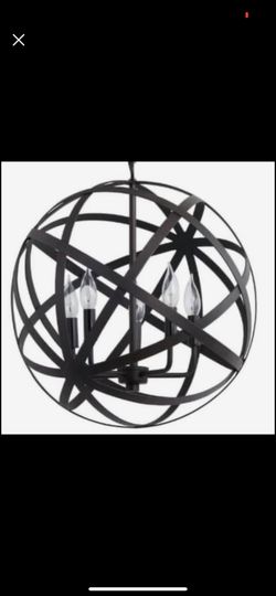 Aged Black Metal Orb 5 Light Chandelier Fixture