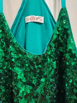 Maner Green Sequin Tank Top Size M