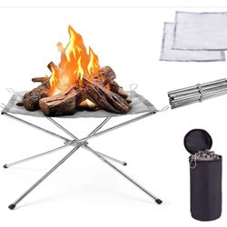 New Portable Fire Pit, 2pcs Folding Steel Mesh Fireplace,