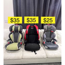 Graco kids booster convertible car seat $35 & $25 / Sillas carro niños