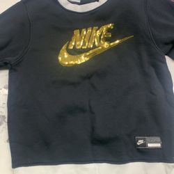 Nike Sportswear Icon Clash Fleece Crew Black/Gold Women's Sz XS NEW CU3564 010