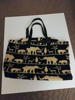 Jim Thompson Black and Beige Elephant Canvas Print Tote Bag
