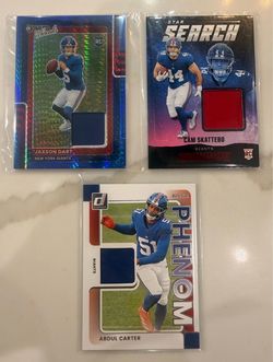 Giants MVP’s Rookie Relic Card Lot (3) Jaxson Dart Cam Skattebo Abdul Carter RC