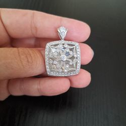 925 Sterling Silver Locket Heart Pendant With Zirconia 