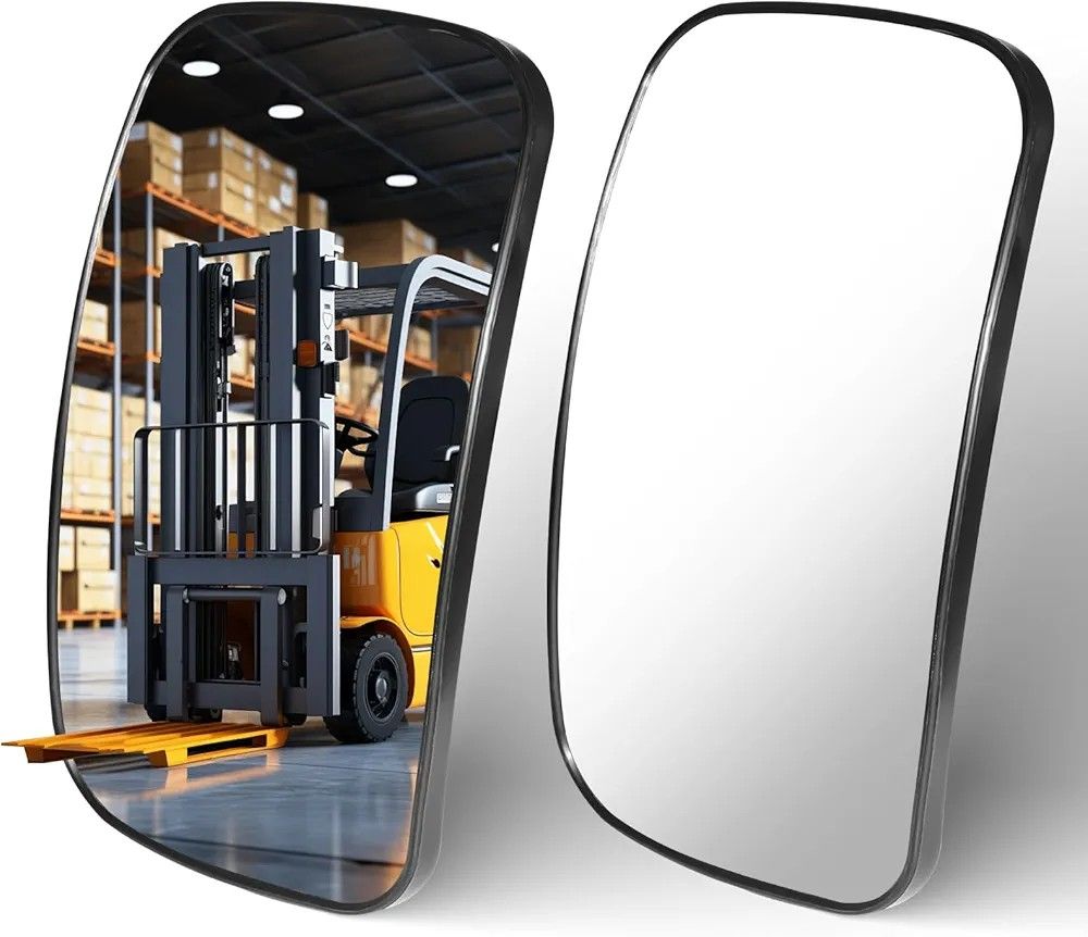 Universal Forklift Mirror 8.2x4.8" Square HD Wide Angle Convex Mirror for Forklifts, Tractors, Trucks, Trailers, RVs - 2 PCS