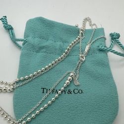Tiffany Co Mixed Bead Chain 28 - 32" Sterling Silver Adjustable Necklace