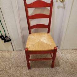 Red Ladder Back Wood And Wicker Chair...perfect Size For A Desk Or Where Ever U Wsnt It..Farmhouse Style 