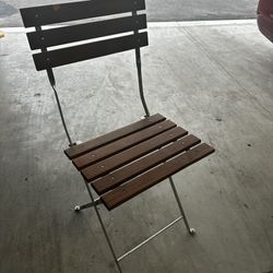 Metal And Teak Walnut Folding Bistro Chairs 