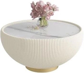 Modern Round Coffee Table With Ribbed Base