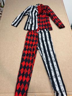 Harlequin Jester Halloween Costume Two-Piece Set