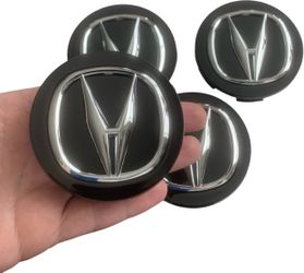 4x Acura Center Caps Chrome Logo Black Badge for Wheel ACURA RDX MDX