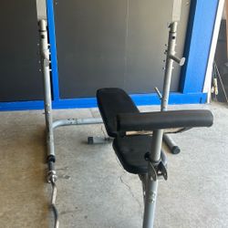 Weight Bench And Curl Bar