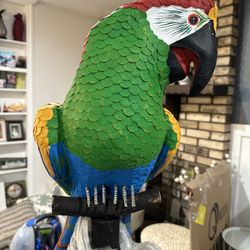 Leather Painted Parrot From Mexico