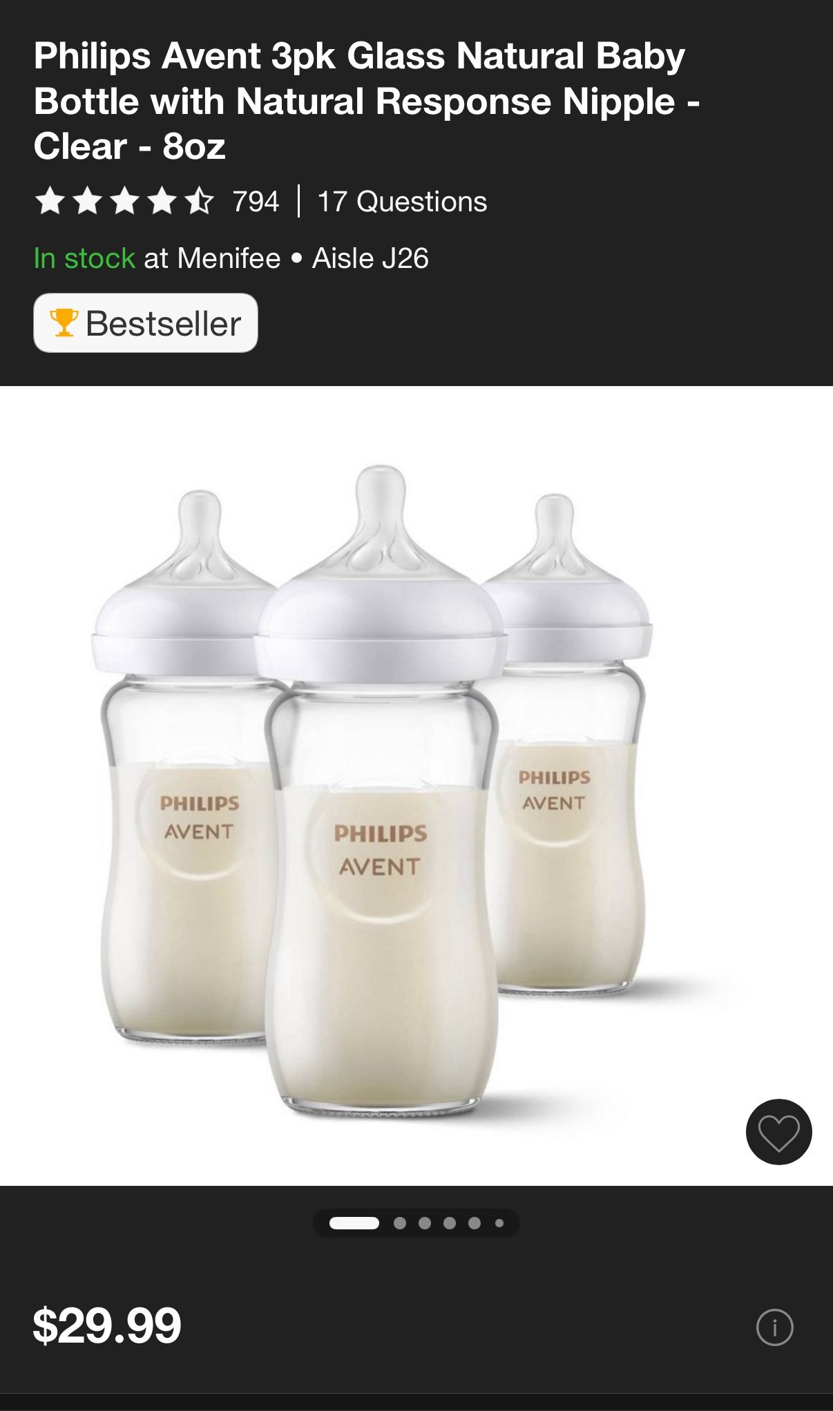 Avent 8oz Glass Bottles