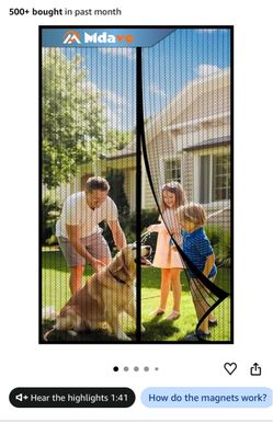 ) Magnetic Screen Door,Self Sealing Magnets, Easy Install Screen Doors with Magnets,Pet & Kid Friendly- Fits Doors up to 32x96